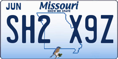 MO license plate SH2X9Z
