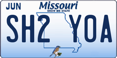 MO license plate SH2Y0A
