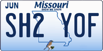 MO license plate SH2Y0F
