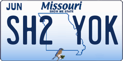 MO license plate SH2Y0K