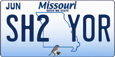 MO license plate SH2Y0R
