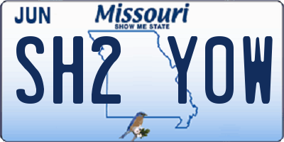 MO license plate SH2Y0W
