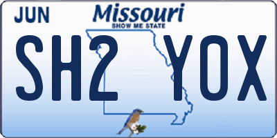 MO license plate SH2Y0X