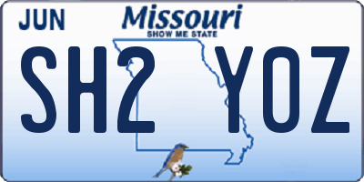 MO license plate SH2Y0Z