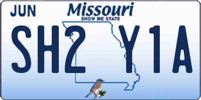 MO license plate SH2Y1A