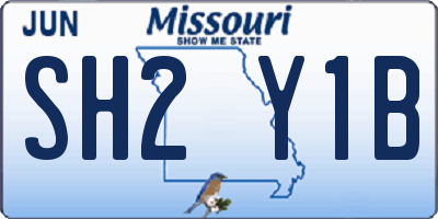 MO license plate SH2Y1B