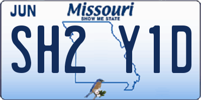 MO license plate SH2Y1D
