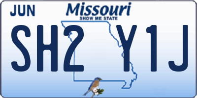 MO license plate SH2Y1J