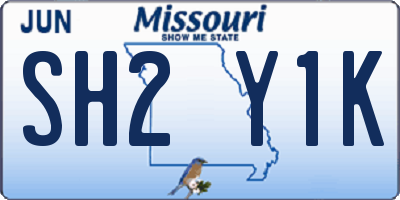MO license plate SH2Y1K