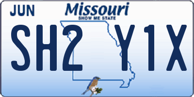 MO license plate SH2Y1X