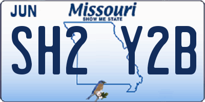 MO license plate SH2Y2B