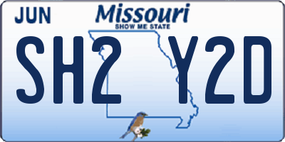 MO license plate SH2Y2D