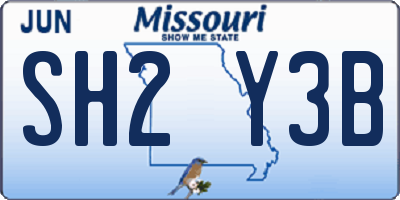 MO license plate SH2Y3B