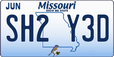 MO license plate SH2Y3D