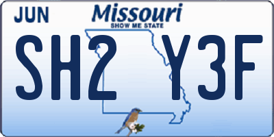 MO license plate SH2Y3F
