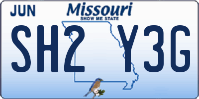 MO license plate SH2Y3G