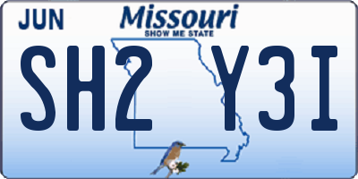 MO license plate SH2Y3I
