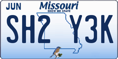 MO license plate SH2Y3K