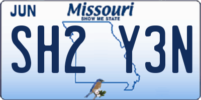 MO license plate SH2Y3N