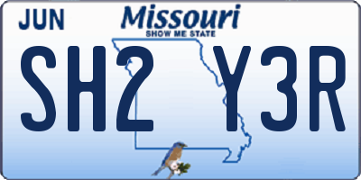 MO license plate SH2Y3R