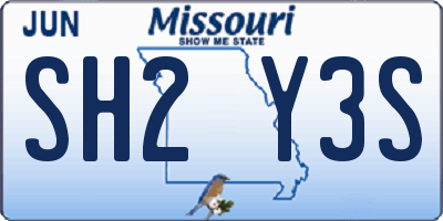 MO license plate SH2Y3S