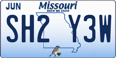MO license plate SH2Y3W