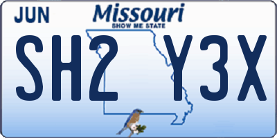 MO license plate SH2Y3X