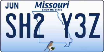 MO license plate SH2Y3Z
