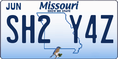 MO license plate SH2Y4Z