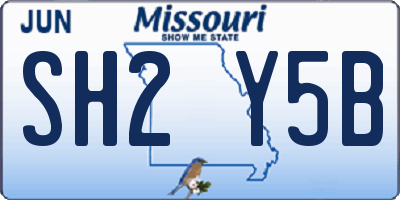 MO license plate SH2Y5B