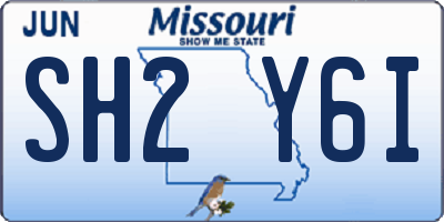 MO license plate SH2Y6I