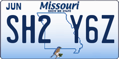 MO license plate SH2Y6Z