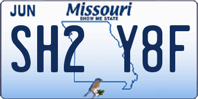 MO license plate SH2Y8F