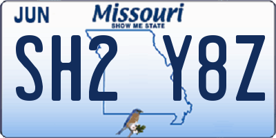 MO license plate SH2Y8Z