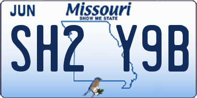 MO license plate SH2Y9B