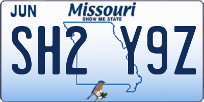 MO license plate SH2Y9Z