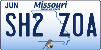 MO license plate SH2Z0A