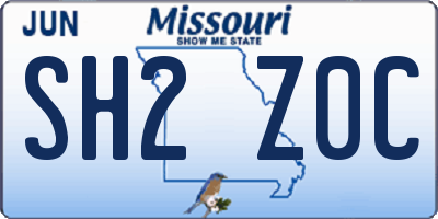 MO license plate SH2Z0C