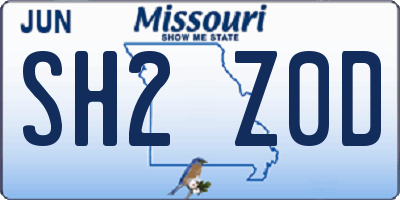 MO license plate SH2Z0D