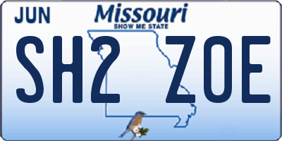 MO license plate SH2Z0E