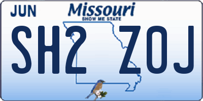 MO license plate SH2Z0J