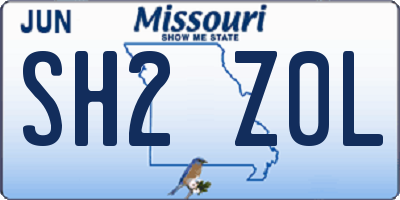 MO license plate SH2Z0L