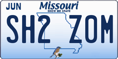 MO license plate SH2Z0M