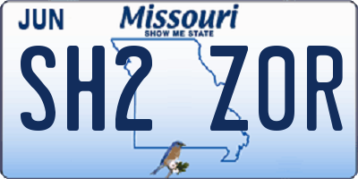 MO license plate SH2Z0R