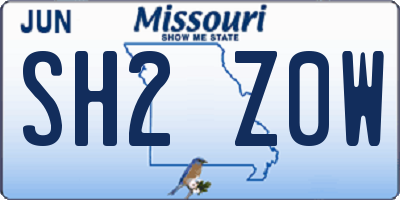 MO license plate SH2Z0W