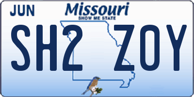 MO license plate SH2Z0Y
