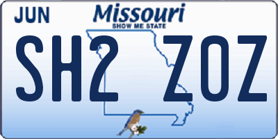 MO license plate SH2Z0Z
