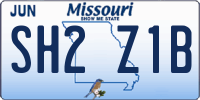 MO license plate SH2Z1B