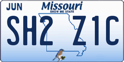 MO license plate SH2Z1C