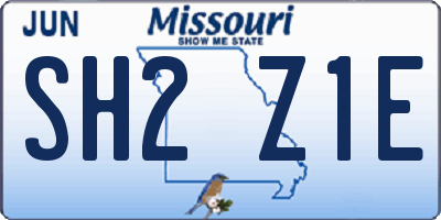 MO license plate SH2Z1E
